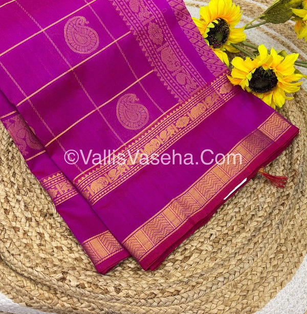 Pure Silk Cotton Saree - Purplish Pink Shade - VVPSC012