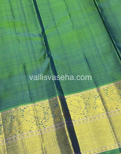 Pure Vintage Korvai Kanchipuram Silk Saree - Yellow & Green Combo - VVPS006