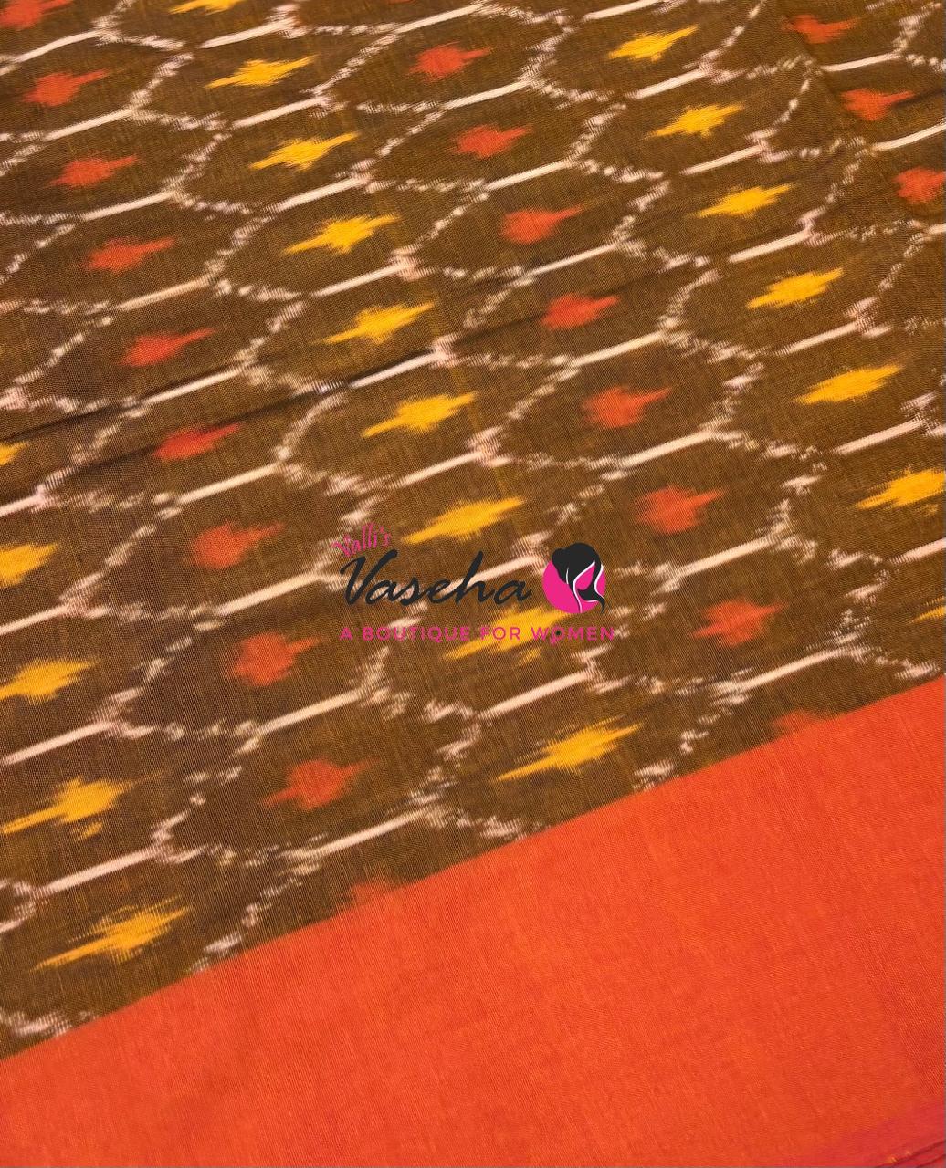 Ikkat Mercerised Cotton Saree - Single Ikkat - VVIKS001