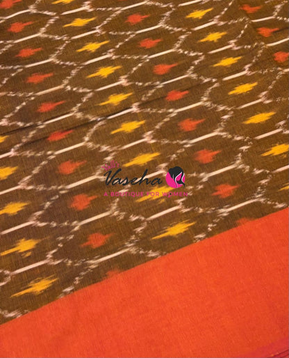 Ikkat Mercerised Cotton Saree - Single Ikkat - VVIKS001