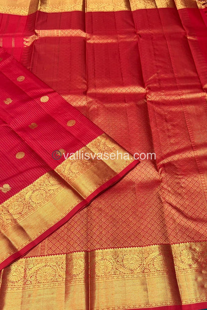 Pure Kanchipuram Silk Saree - Vaira Voosi design - Red shade - VVPS014