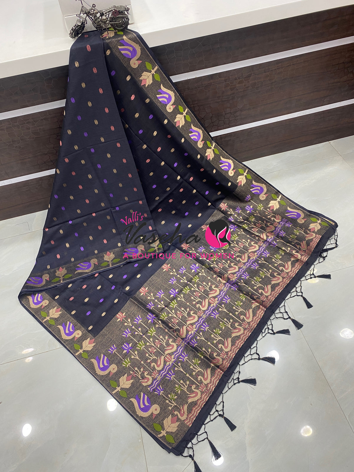 Banarasi - Heritage Meenakari Silk - Black Shade - VVBHS014