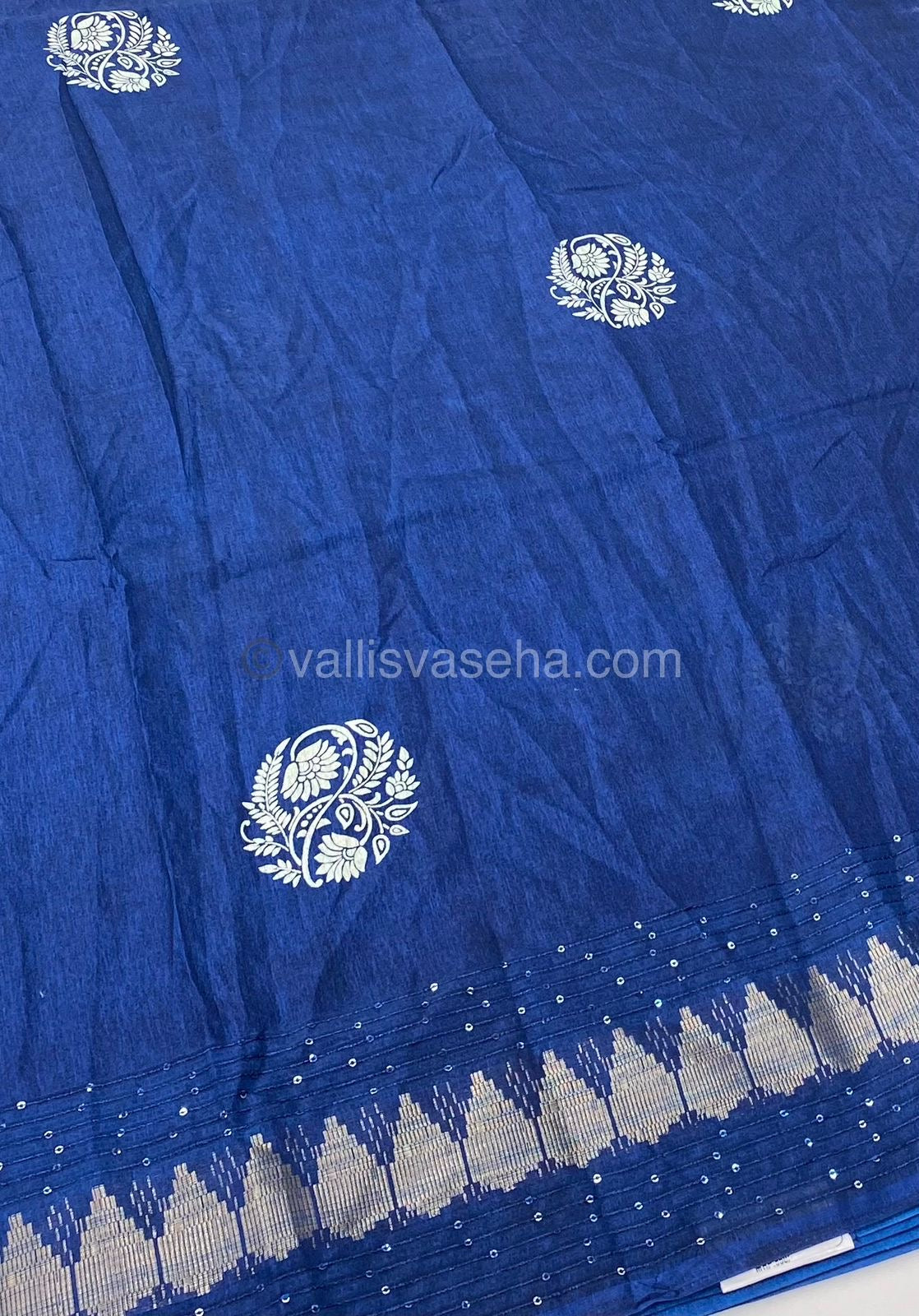 Casual Wear Sarees - Semi Binny / Semi Dola Silk - Blue Shade - VVSDS004