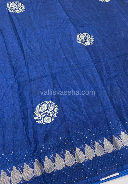 Casual Wear Sarees - Semi Binny / Semi Dola Silk - Blue Shade - VVSDS004