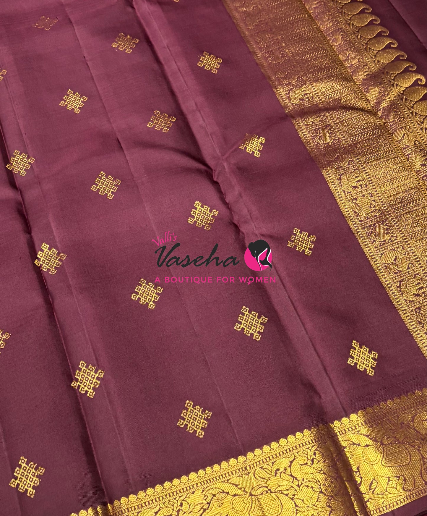 Pure Kanchipuram Silk Saree - Rust Orange & Wine Brown Combo - VVPS025