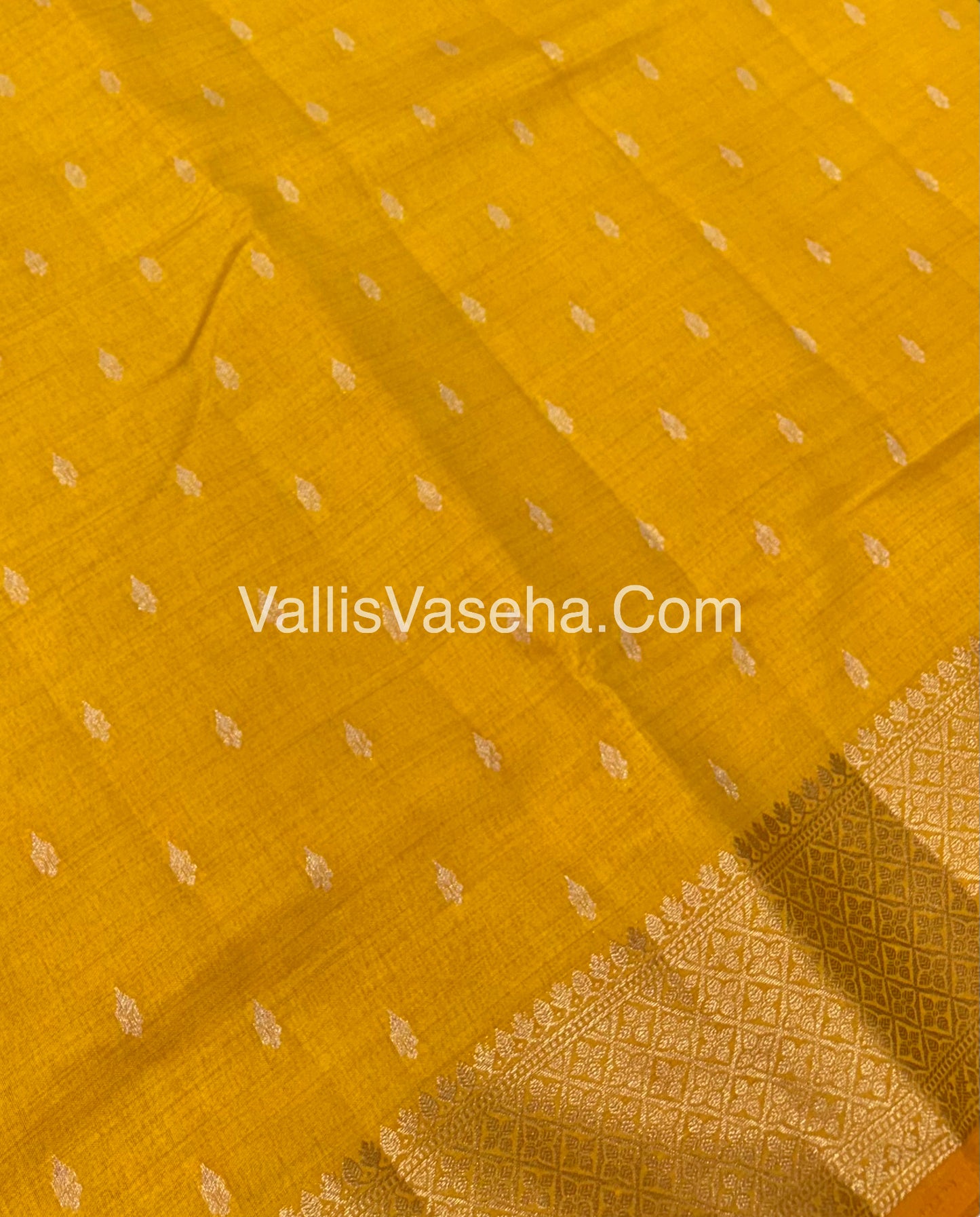 Semi Tussar Silk - Grand Pallu  - Yellow Shade - VVSTS022