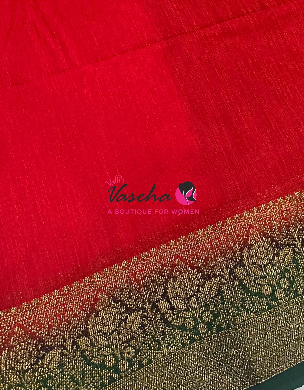 Semi Jute Silk Saree - Red With Green Shade- VVSJS001
