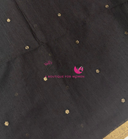 Semi Duppion Tussar Silk Saree | Black Shade |VVSDT001