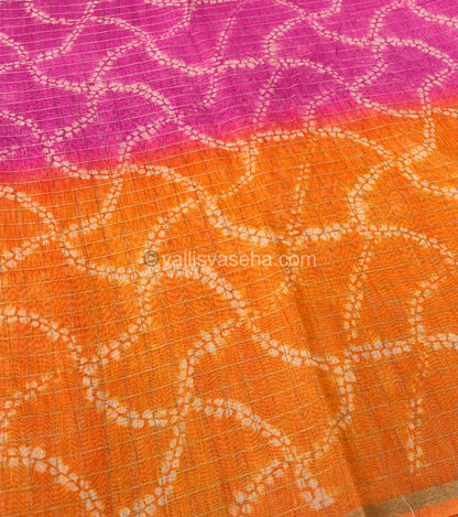 Semi Chanderi Saree - Fusion Of Bandhini & Madhubani- VVSCS002