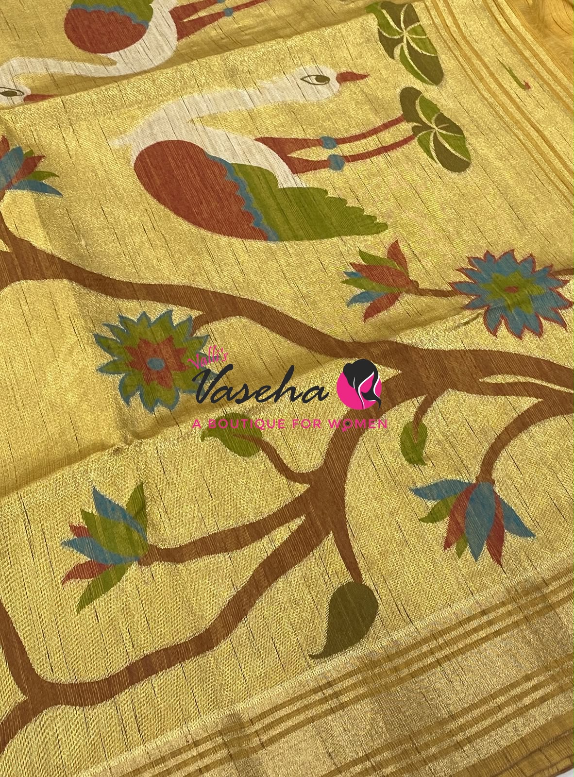 Muga Tissue Linen Saree - Yellow Shade - VVMLT002