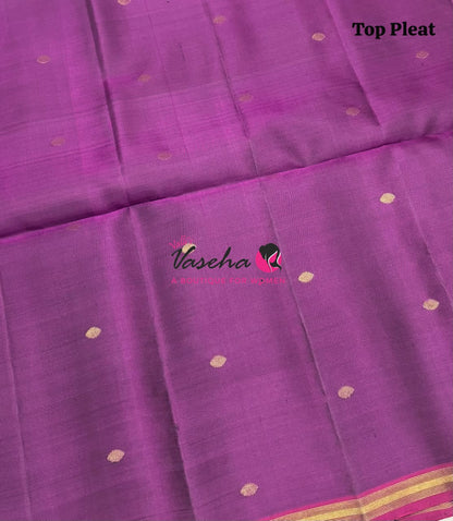 Pure Soft Silk Saree - Partly Pallu -  Half & Half Saree - Wine Purple - VVPSS088