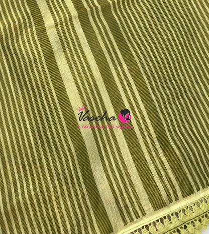 Linen Tissue Saree -  Light & Dark Combo - Green Shade- VVLTS006