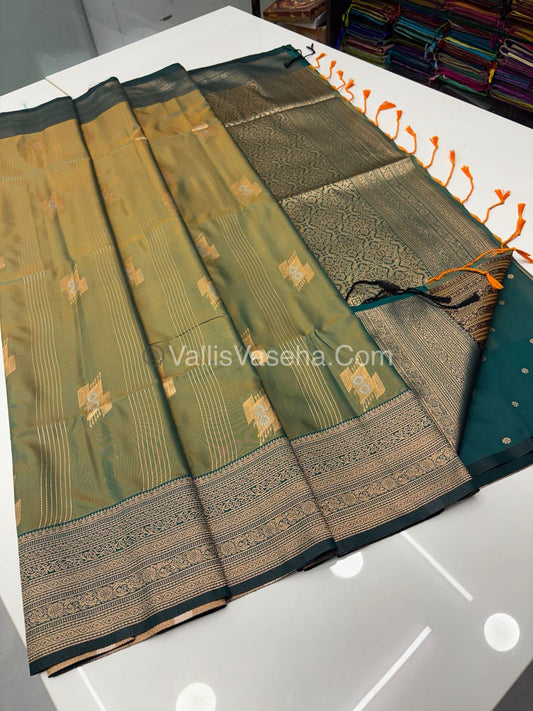 Semi Soft Silk - Green With Green Shade -VVSSS032 - 8