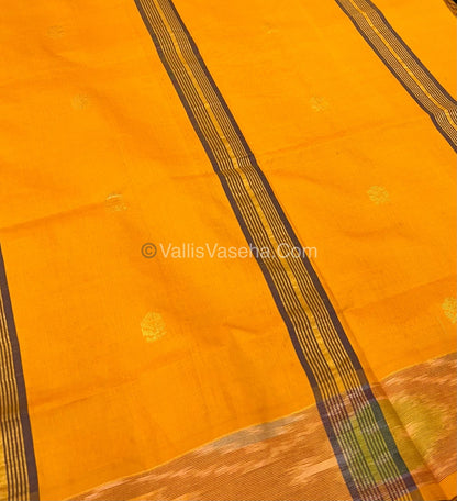 Semi Silk Cotton Saree - Navy Blue &Yellow - VVSSC001