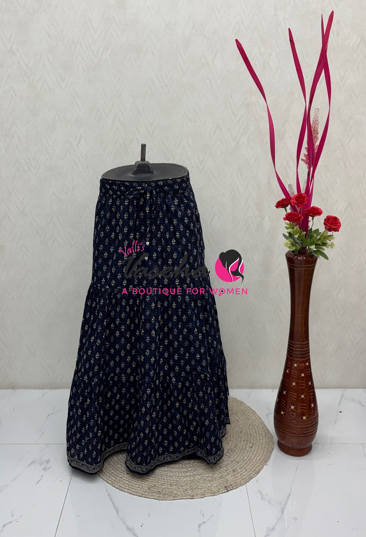 Skirts - Indigo Blue shade - Free Size ( Fit Upto XL Size) - VVPS001