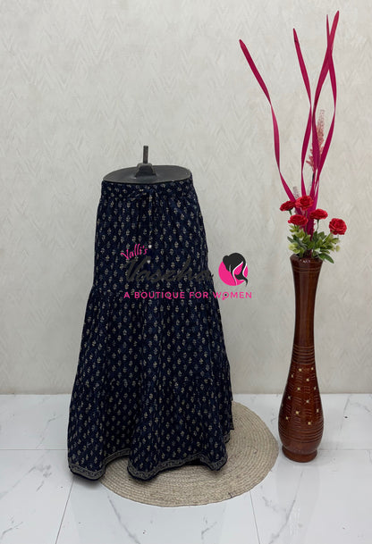 Skirts - Indigo Blue shade - Free Size ( Fit Upto XL Size) - VVPS001