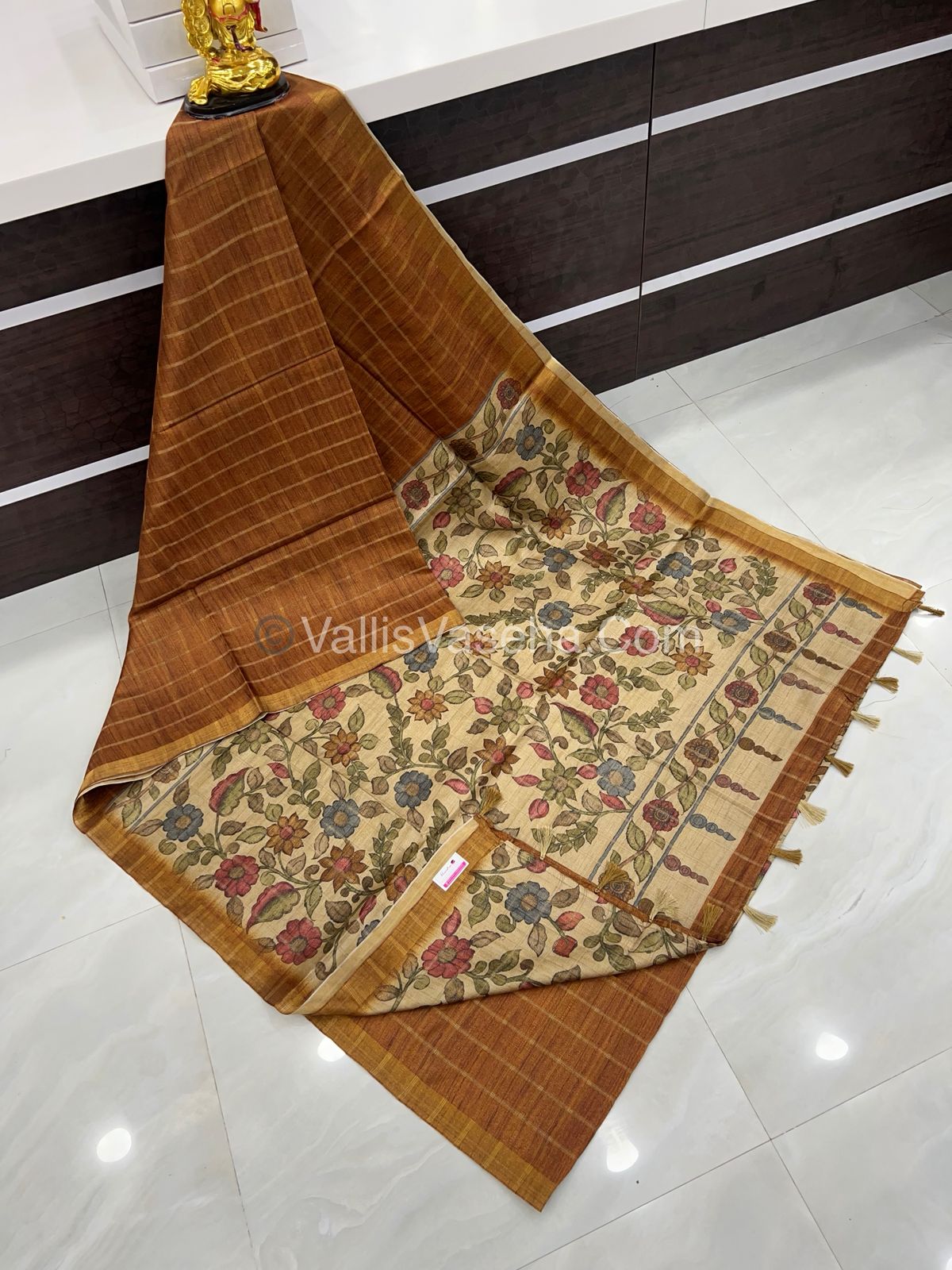 Semi Gicha Tussar Silk Saree - checks pattern - VVSGT001
