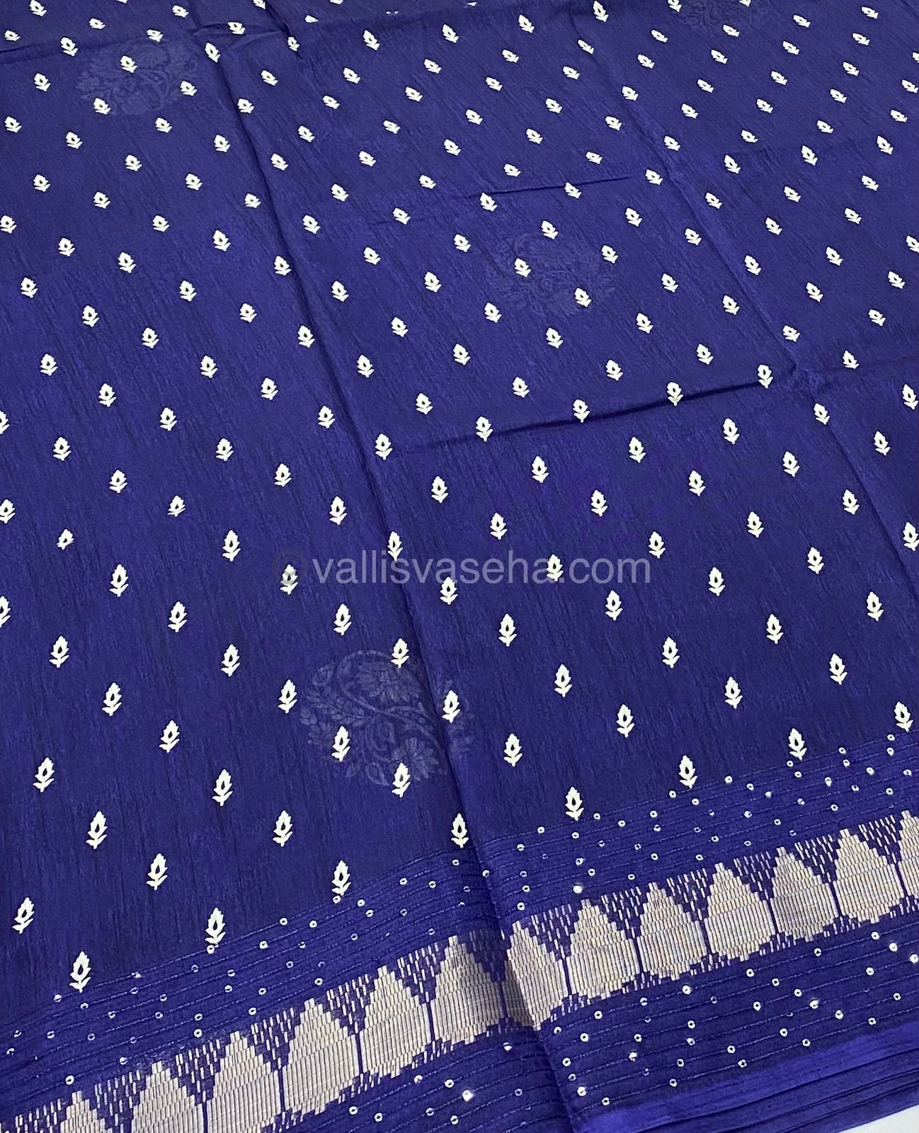 Casual Wear Sarees - Semi Binny / Semi Dola Silk - Violetish Blue - VVSDS004