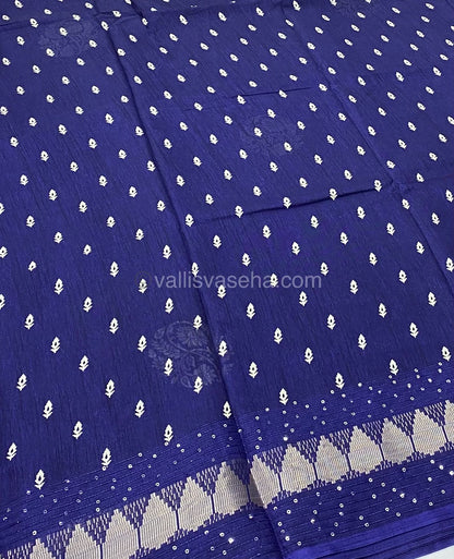 Casual Wear Sarees - Semi Binny / Semi Dola Silk - Violetish Blue - VVSDS004