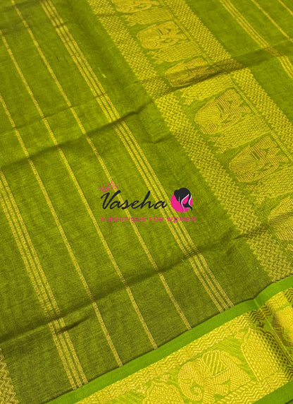 Semi Silk Cotton Saree | Small Leaf Butta Design |VVSSC010
