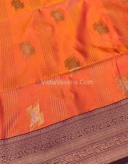 Semi Soft Silk - Peachish Gold  With Dark Purple Shade -VVSSS032 - 1