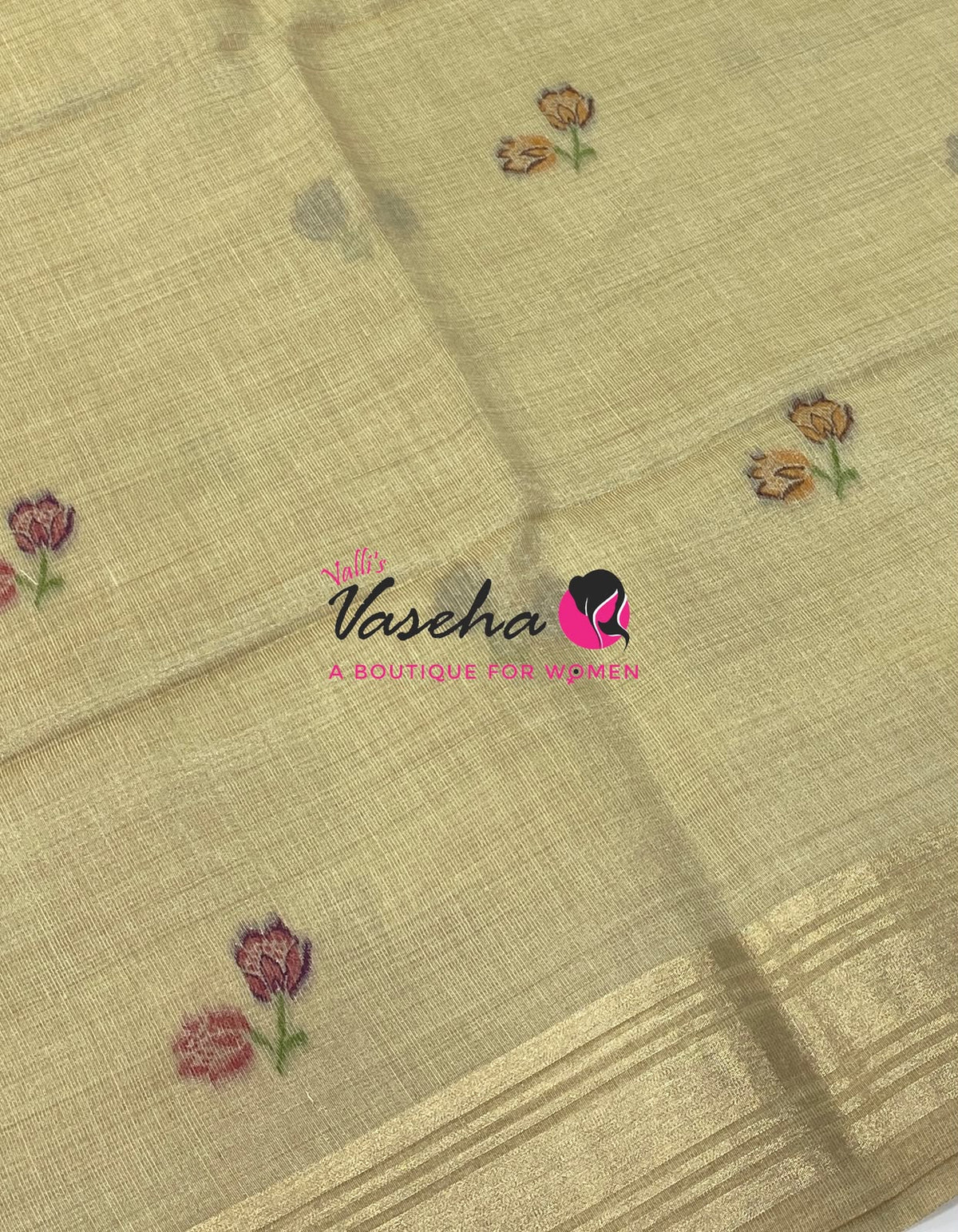 Muga Tissue Linen Saree - Cream    Shade - VVMLT001