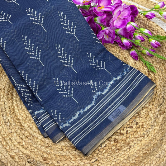 Semi Chanderi Saree - Blue Shade - VVSCS007