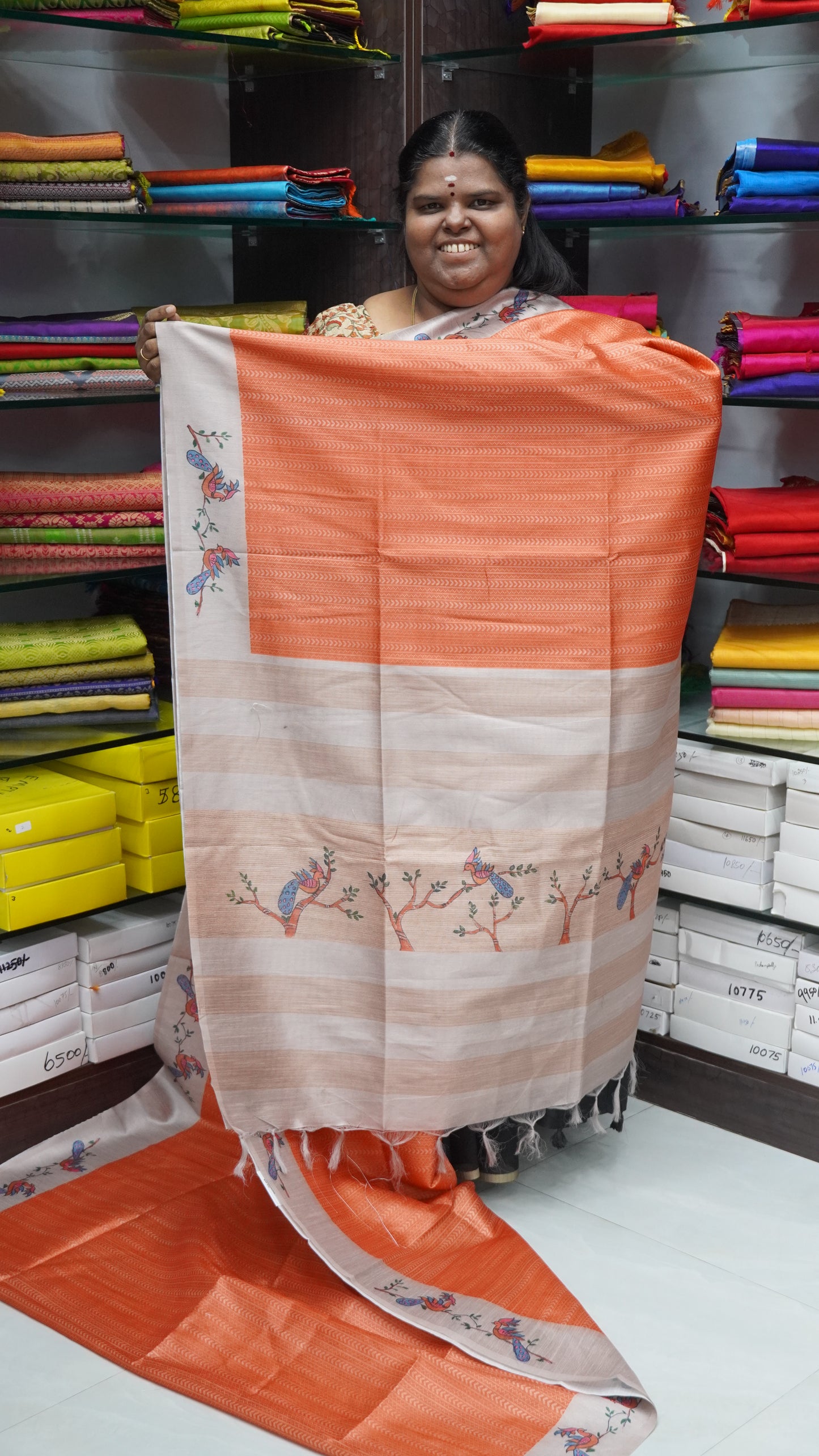 Semi Chappa Silk - Orange & Cream- VVSC002