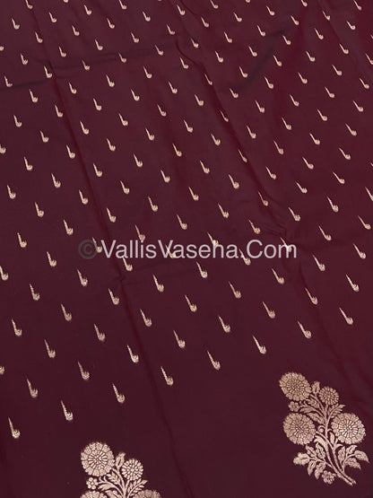 Semi Soft Silk - Flower  Butta Border - Maroon  Shade -VVSSS016