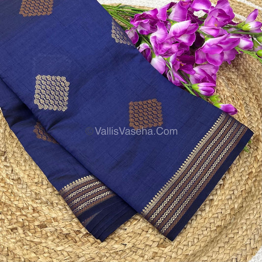 Semi Tussar Silk Saree - Navy Blue  Shade - VVSTS016