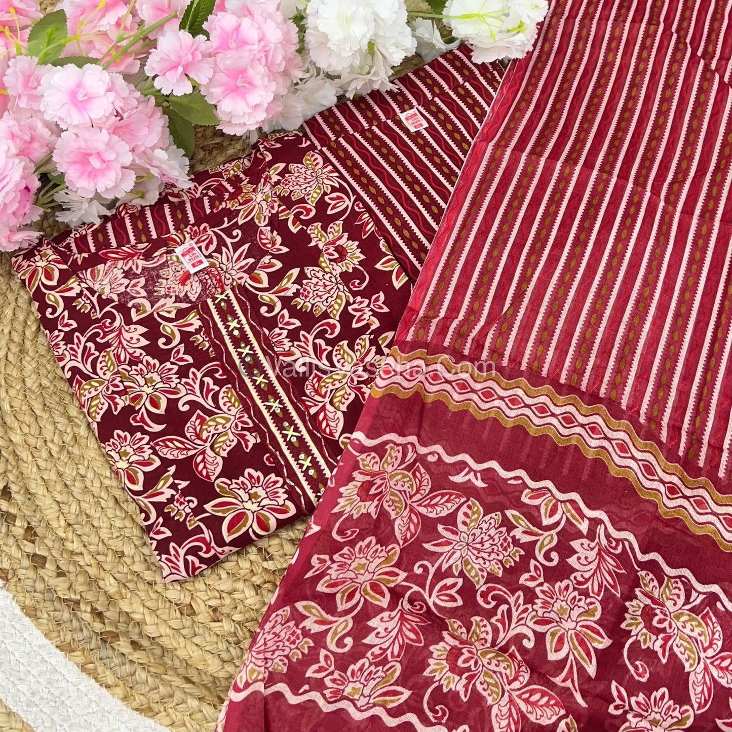 Ready Made - Anarkali - Salwar, Kameez & Duppatta(3pc)- Printed Cotton - VVAS005