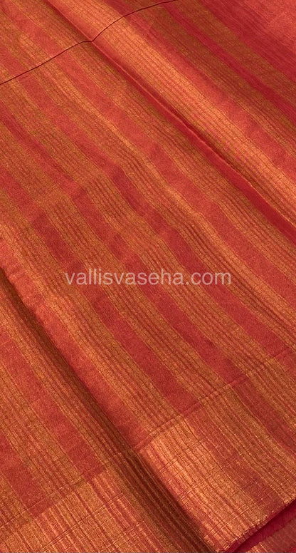 Semi Tussar Silk - Temple border - Pinksih Merun Shade - VVSTS001