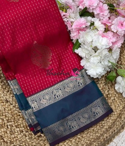 Semi Soft Silk - Pink With Dual Tone Grey- VVSSS036
