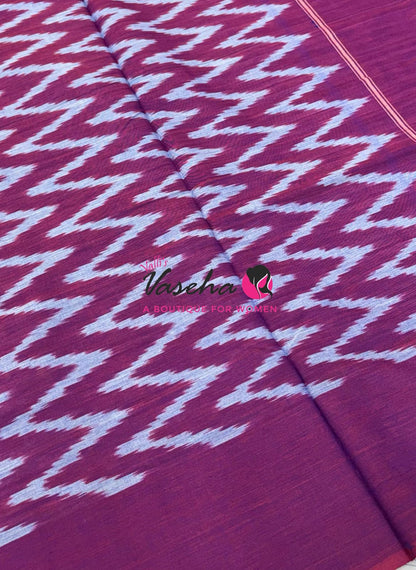 Ikkat Mercerised Cotton Saree - Single Ikkat - VVIKS001