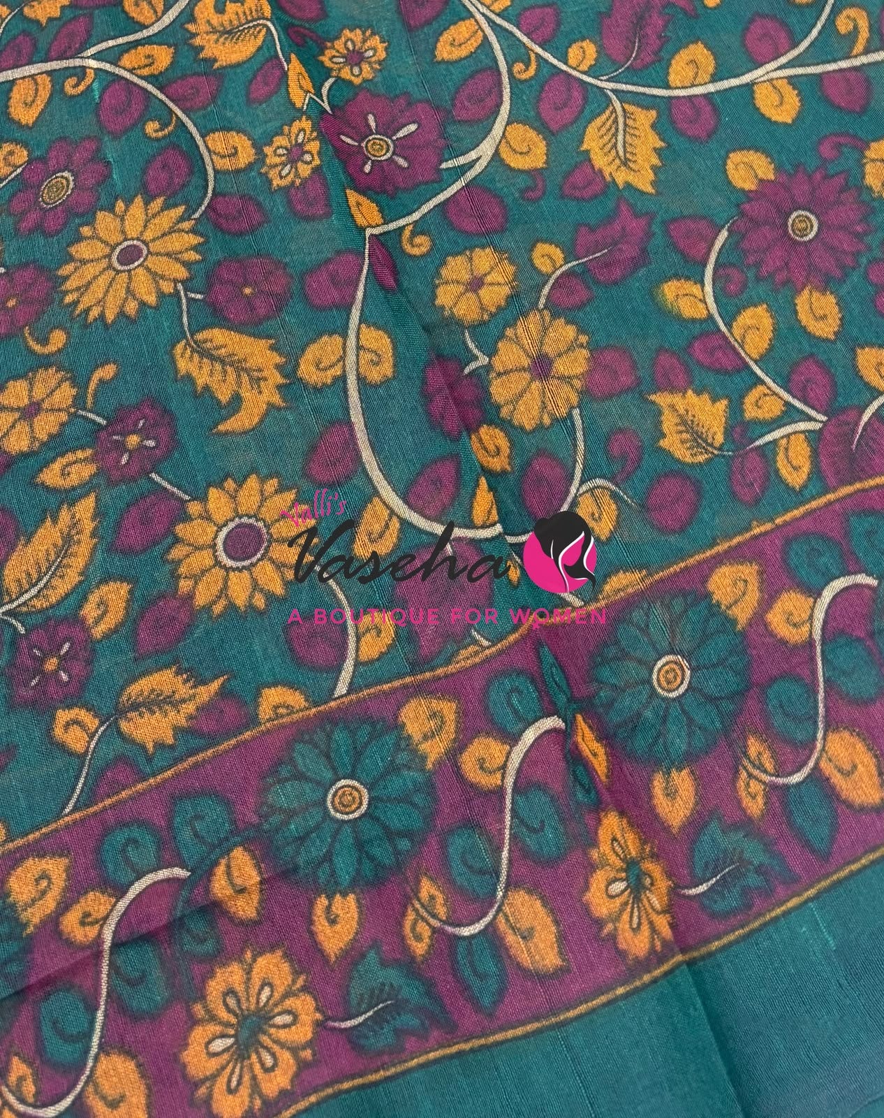 Handloom Cotton Sarees with Kalamkari Blouse - VVKCK004