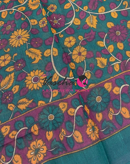 Handloom Cotton Sarees with Kalamkari Blouse - VVKCK004