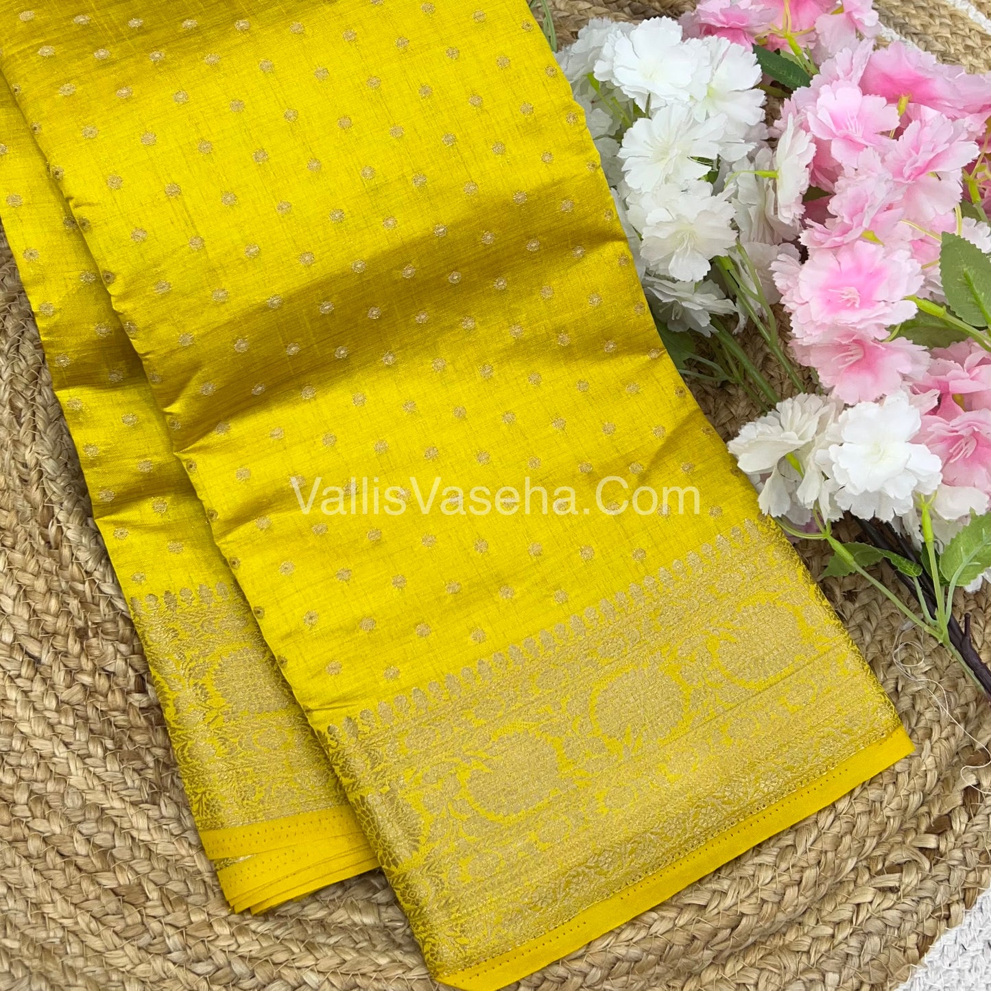 Semi Tussar Silk  - Lemon Yellow Shade- VVSTS015