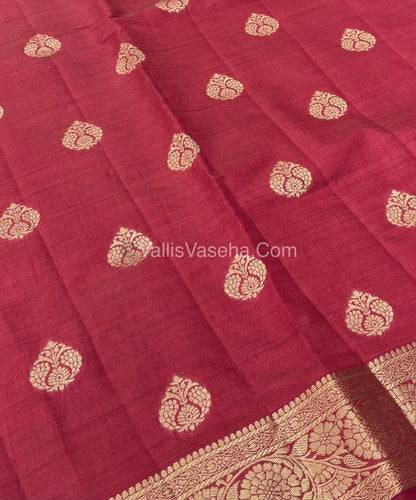 Semi Tussar Silk - Grand Pallu  - Maroon Shade - VVSTS029