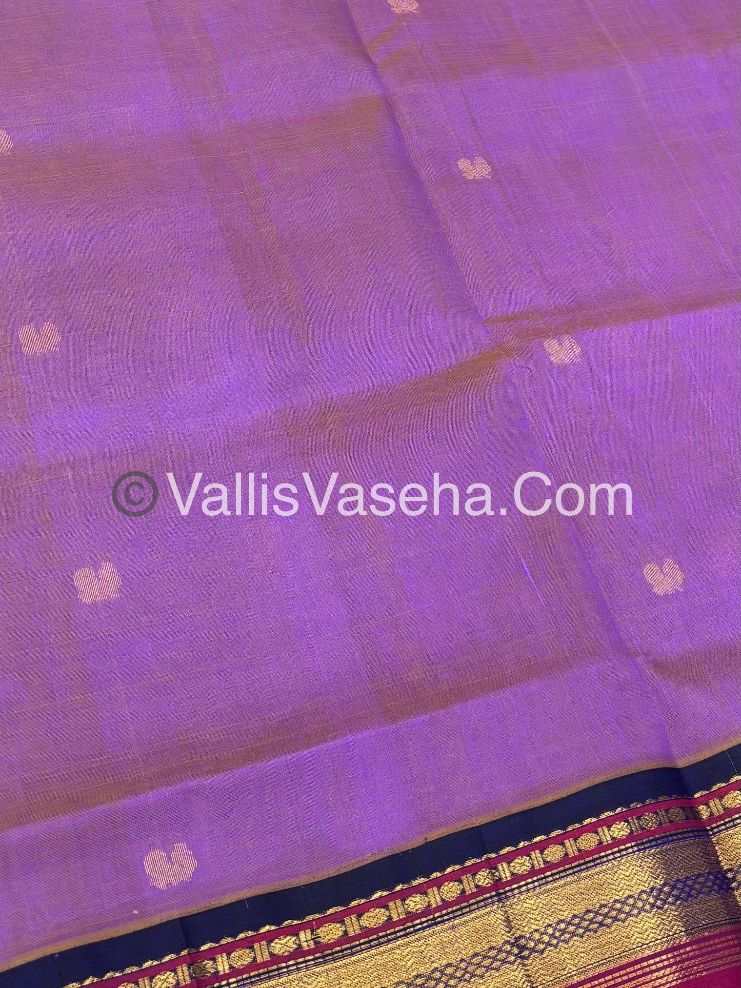 Pure Korvai Silk Cotton Saree - Dual Tone Purple with Blue  - VVKSC004