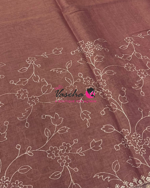 Linen Tissue Saree - Pink Shade - VVLTS009