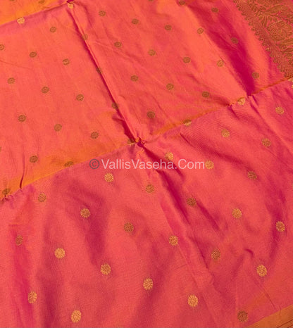Semi Soft Silk - Kolam Design - Peachish Gold Shade - VVSSS029