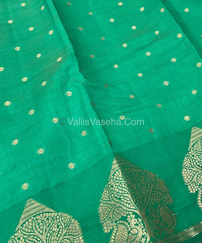 Semi Tussar Silk Saree - Light Green Shade - VVSTS036