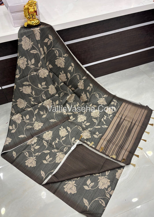 Art Tussar / Art Silk - Grey & Grey Shade - VVATS001