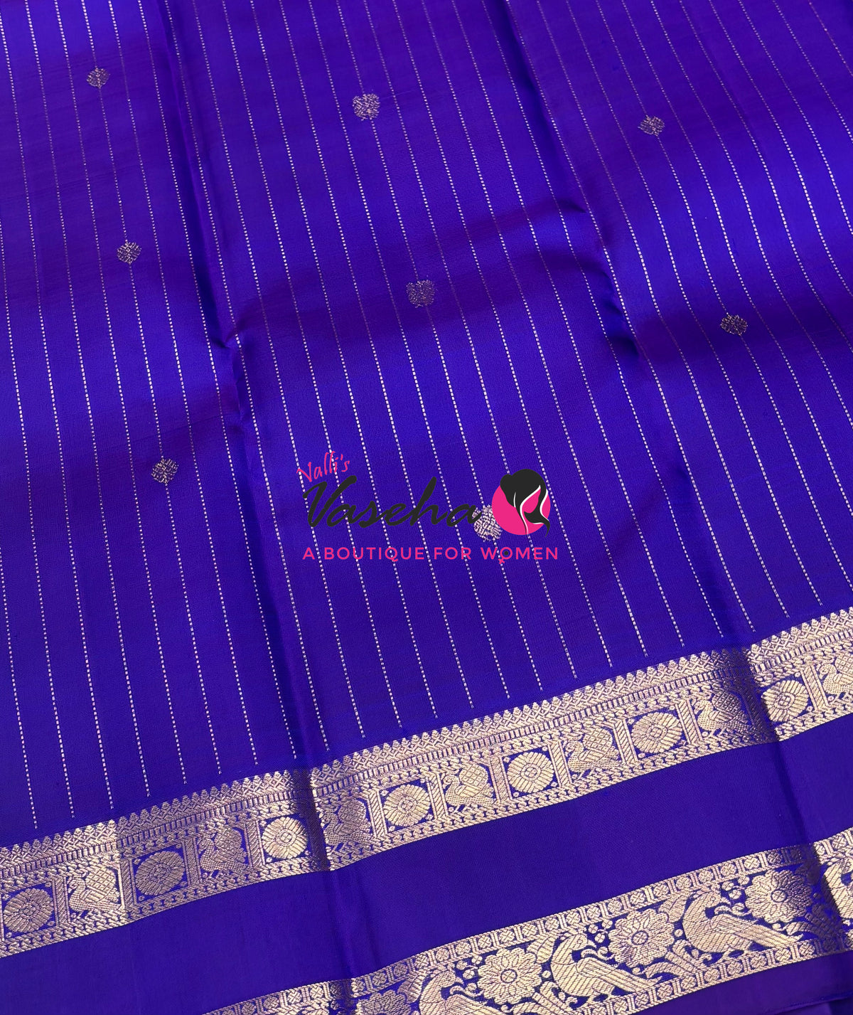 Pure Kanchipuram Silk Saree - Vairavoosi Design  - Violetish Blue Shade - VVPS095
