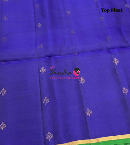 Pure Soft Silk Saree - Partly Pallu -  Half & Half Saree - Blue - VVPSS088
