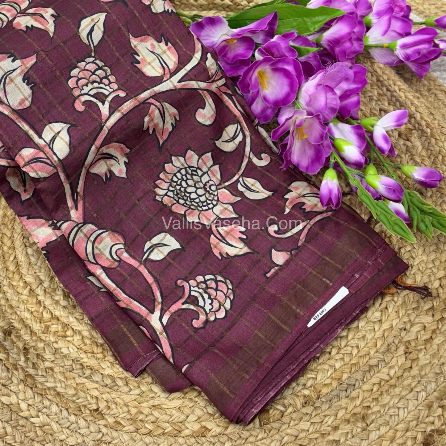 Pure Tussar Silk - Maroon With Maroon Shade - VVPTS001