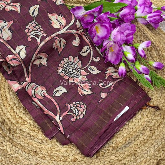 Pure Tussar Silk - Maroon With Maroon Shade - VVPTS001