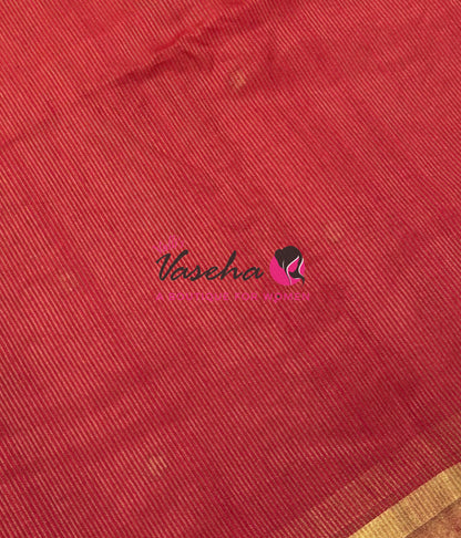 Semi Duppion Tussar Silk Saree | Red Shade |VVSDT001