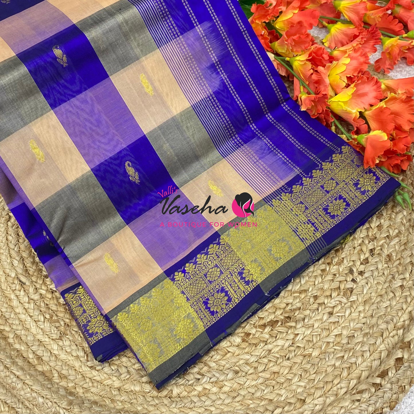 Pure Silk Cotton Saree - Pazhum Pazhamum Checks Design - VVPPSC02