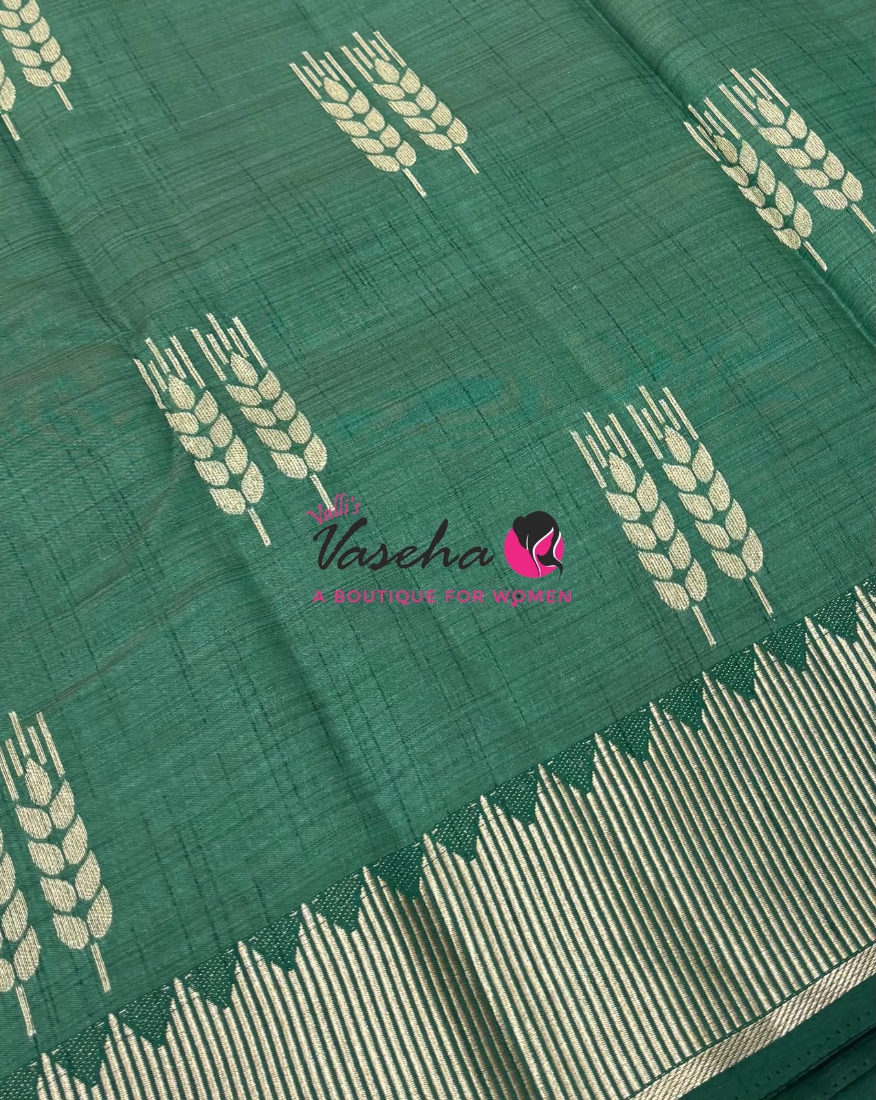 Semi Tussar Silk Saree | Green Shade |VVSTS051